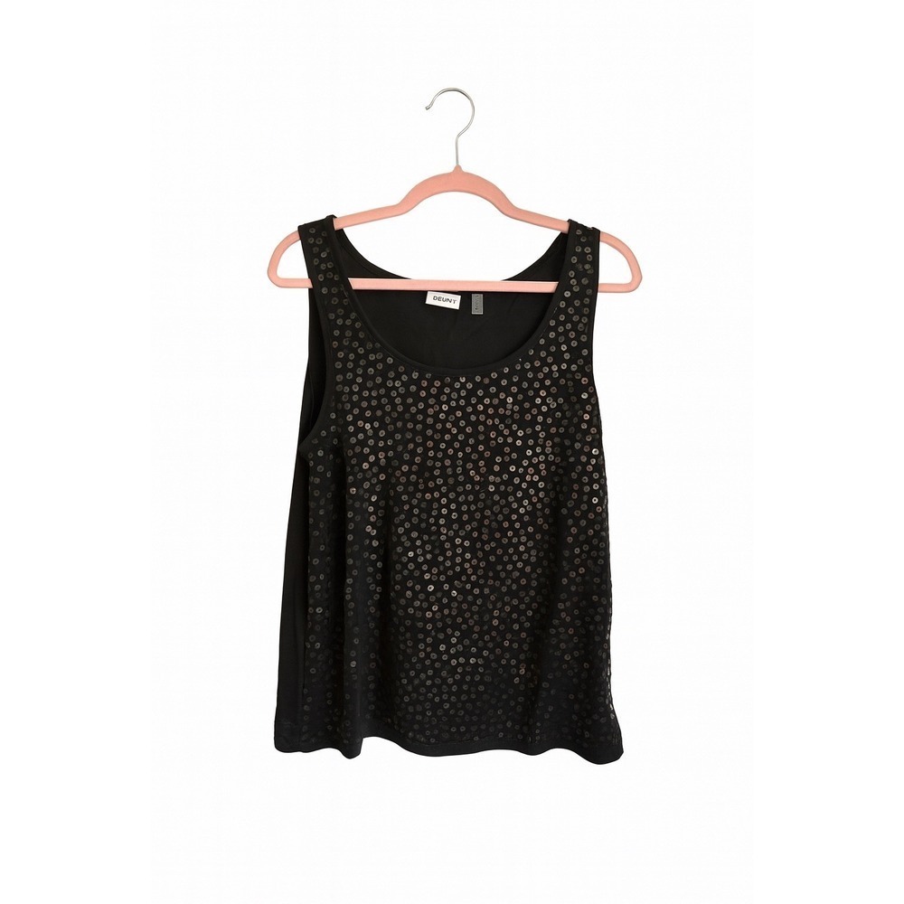 NWT DKNY Black Sequin Tank XL Y2K Indie Sleaze Party Top MSRP $49